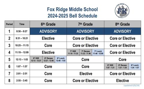 2024-2025 Bell Schedule